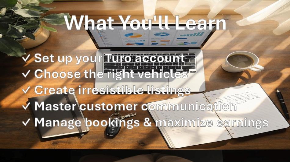 Turo Car Rental Business Course | Start & Grow Your Car Rental Side Hustle | Turo Mastery eCourse Download